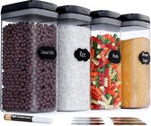 Voorraadpot Set Luchtdichte Voorraaddozen - Etiketten & Stift – Voorraadpotten & Bewaarpotten – Bloem, Muesli, Spaghetti Voorraadpot & meer - Plastic Voorraadpotten met Deksel, 4 van 3,2L