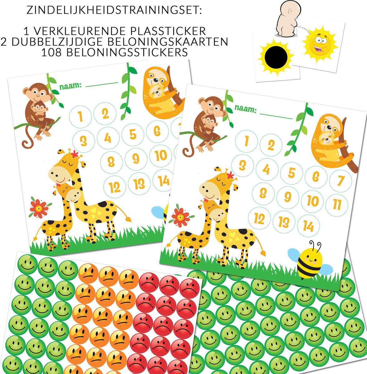 Goedkoopste Beloningssysteem Grote Stickers Verkleurende Plassticker - Op het Potje - Beloningssysteem Jungle Plassticker - Plassticker Jongens - Beloningskalender - Beloningsstickers - Zindelijkheidstraining Kind - Zindelijkheidstraining - Beloningskaart