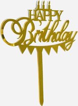 Happy Birthday slinger - taart topper - taart decoratie - verjaardag versiering - prikkers met versiering - taartversiering