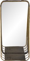 HAES DECO - Rechthoekige Spiegel met schapje - Kleur Koperkleurig - Formaat 19x11x39 cm - Materiaal Metaal / Glas - Wandspiegel, Spiegel Rechthoek