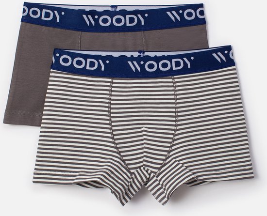 Woody Garçons Boxer duopack gris uni + - taille 12Y