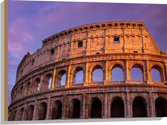 Hout - Colosseum - Rome - Stad - Gebouw - 80x60 cm - 9 mm dik - Foto op Hout (Met Ophangsysteem)