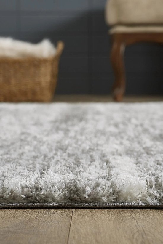 EIK - Creme-Grijs - 140x200cm - Hoogpolig vloerkleed