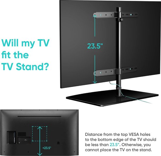 FITUEYES TV stand with iron base for 50-85 inch TV, Rotatable & height adjustable tv stand for 50kg Max VESA 800x400mm Black