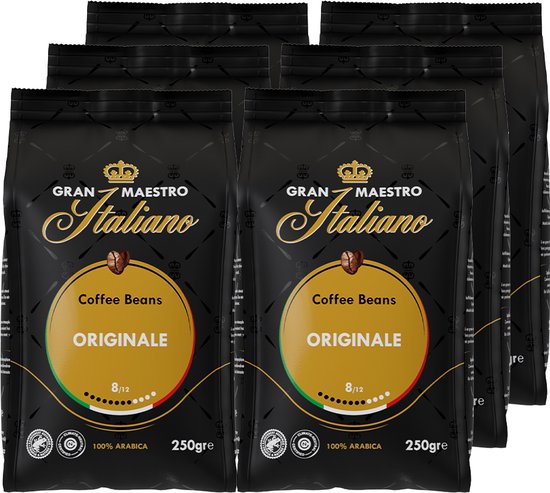 Gran Maestro Italiano - Originale - Koffiebonen - Bonen voor Espresso en Lungo - Arabica - 6 x 250 g