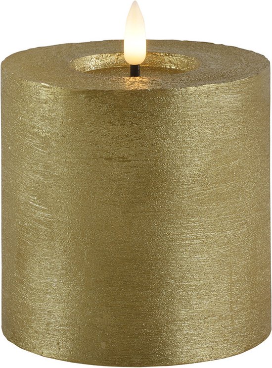 Countryfield Lyon LED kaars/stompkaars - goud - D10 x H10 cm - timer