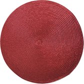 Ronde Placemats metallic kerst rood look diameter 38 cm - Geverfd jute - Voor o.a. Kerstmis