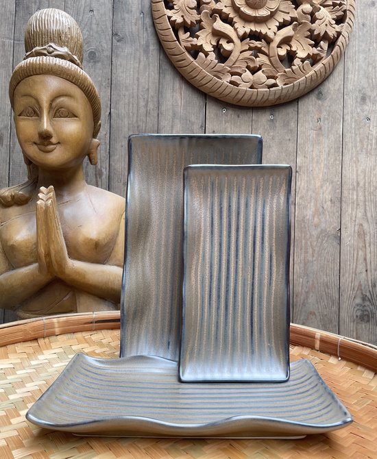 Set de 3 bols rectangulaires marron mat - 23cm - 26cm - 28,5cm