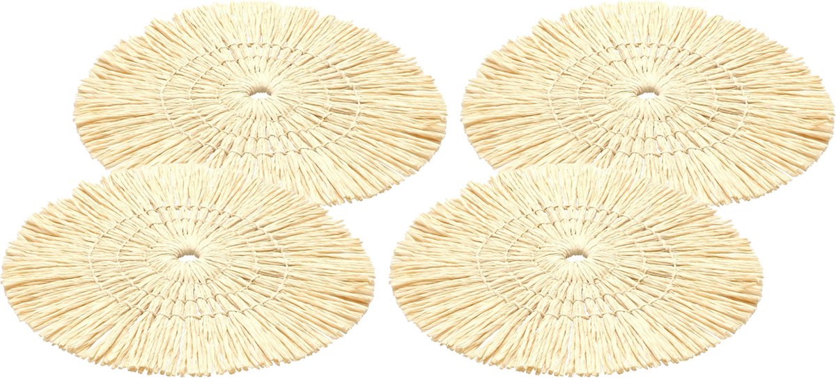 Chaks Placemat - 6x - D38 cm - gevlochten riet - beige - bohemian style