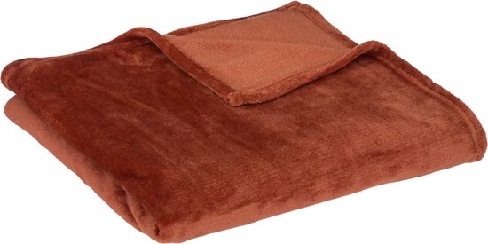 Foto: Atmosphera fleece deken fleeceplaid terracotta 125 x 150 cm polyester bankdeken