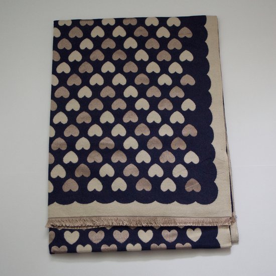 Bijoutheek Sjaal (Fashion) Hartjes patroon (190cm x 65cm) Donker Blauw