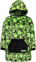 Minecraft Zwart en groene kindersweatshirt/jas/deken met capuchon, snuddie -122/140