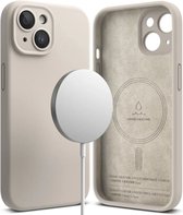 Geschikt voor Ringke Apple iPhone 15 Plus Silicone Geschikt voor Mag hoesje - Beige