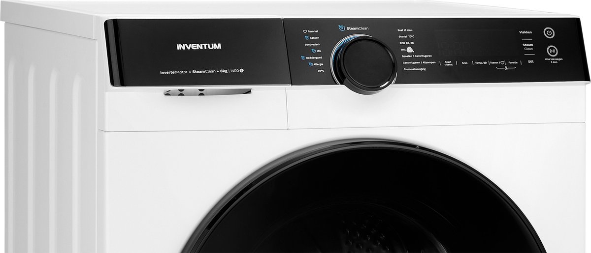 Inventum VWM8010W - Wasmachine - 8kg - 14 programma's - 1400 toeren - Energieklasse A-10% - Steam Clean - Stil: 72 dB - Wit/Zwart — afbeelding 6