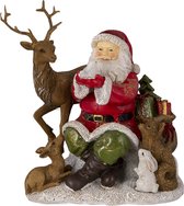 HAES DECO - Kerstman deco Figuur - Formaat 18x13x19 cm - Kleur Rood - Materiaal Polyresin - Kerst Figuur, Kerstdecoratie