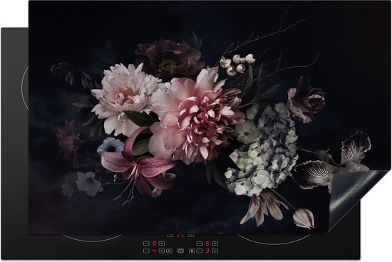 Inductie beschermer 80x52 cm - Bloemen - Vintage - Kookplaataccessoires roze - Afdekplaat voor kookplaat - Anti slip mat - Keuken decoratie inductieplaat - Inductiebeschermer accessoires - Inductiemat - Beschermmat voor fornuis