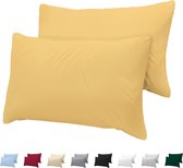 Kussenhoes 30 x 50 cm, 100% katoenjersey (set van 2), 150 g/m², geel, met ritssluiting, Twinzen kussenhoezen 30 x 50 cm, kussenhoes Oeko-Tex gecertificeerd, ultrazacht en ademend