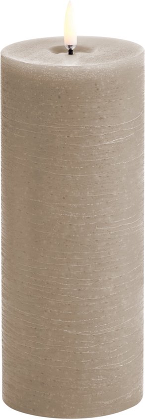 Grijze Uyuni led-kaars Melted 7,8 x 20cm sandstone met vlam.
