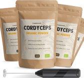 Complément | 4 Sachets de Cordyceps 100 Grammes | Biologique | Livraison gratuite, mousseur, piles et cuillère | Poudre de champignons de la plus haute qualité