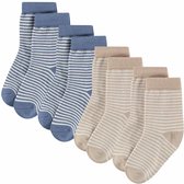 Comfortabel & Zijdezacht Bamboo Basics Charley - Bamboe Baby Sokken (Multipack 4 stuks) - Blauw & Beige - 6-12 Maanden