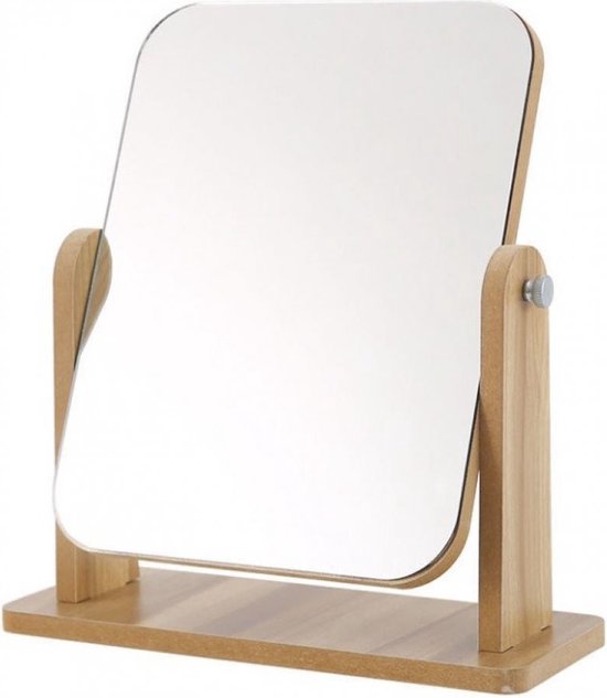 Houten staande make-up spiegel 25x22x12 cm