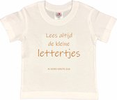 Chemise d'annonce de grossesse « Lisez toujours les petits caractères (je vais être une grande sœur) » | manche courte | Wit/beige | taille 86/92 annonce de grossesse annonce Bébé grand frère frère