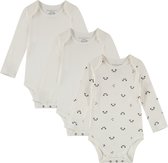 Bamboo Basics Bobby - Bamboe Baby Meegroei Romper (Multipack 3 stuks) - Lange Mouwen - Zijdezacht - Ademend - Wit - 80