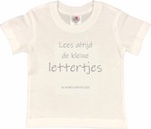 Shirt Aankondiging zwangerschap "Lees altijd de kleine lettertjes (ik word grote zus)" | korte mouw | Wit/grijs | maat 110/116 zwangerschap aankondiging bekendmaking Baby big bro Sis Sister