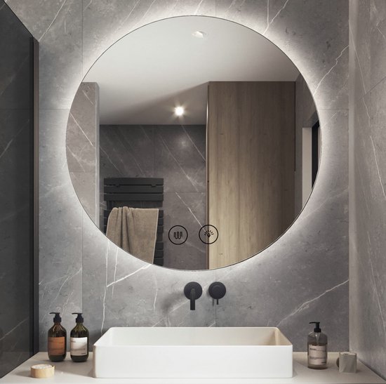 Miroir Nuvolix avec éclairage - miroir salle de bain - miroir rond - miroir  mural -... | bol