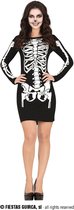 Guirca - Spook & Skelet Kostuum - Lettie Skelet - Vrouw - Zwart / Wit - Maat 38-40 - Halloween - Verkleedkleding