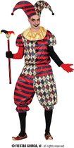 Guirca - Harlequin Kostuum - Niet Zo Grappige Harley Kijn - Man - Blauw, Rood, Wit / Beige - Maat 48-50 - Halloween - Verkleedkleding