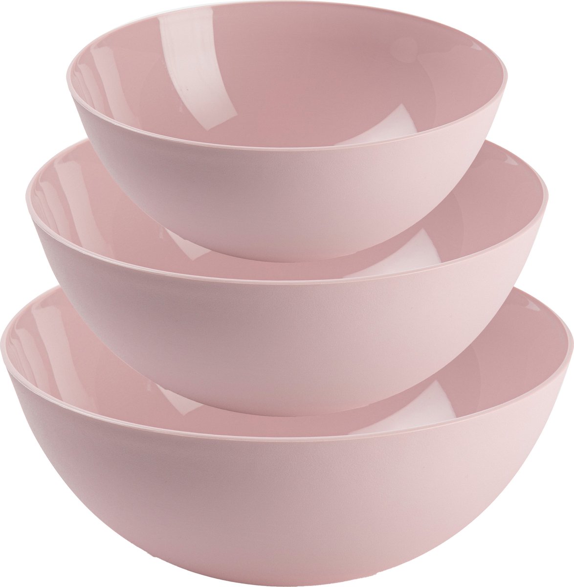 Plasticforte voedsel serveer schalen set - 3x stuks - roze - kunststof - Dia 20/25/28 cm