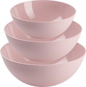 Ensemble de bols de service Plasticforte - 3x pièces - rose - plastique - Dia 20/25/28 cm