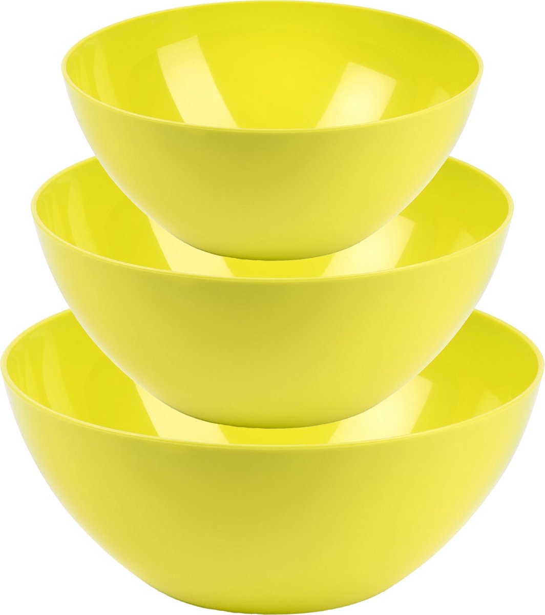 Plasticforte voedsel serveer schalen set - 3x stuks - groen - kunststof - Dia 20/25/28 cm