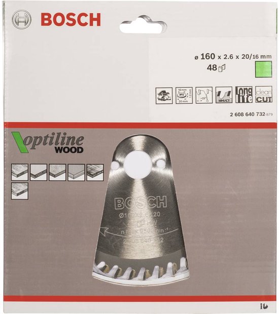 Lame scie circulaire Bosch 160 mm optiline wood