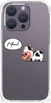Silicone Back Case Geschikt voor iPhone 15 Pro Telefoonhoesje met doorzichtige rand Cow