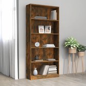 The Living Store Boekenkast Gerookt Eiken - 80 x 24 x 175 cm - 5-laags ontwerp