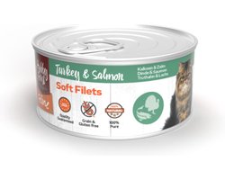 12x HobbyFirst Feline Blik Zachte Filets Kalkoen & Zalm 70 gr