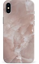 xoxo Wildhearts Marble Brown Sugar - Single Layer - Hard cover geschikt voor iPhone X / Xs hoesje - Siliconen marmer hoesje iPhone - Beschermhoesje geschikt voor iPhone X / Xs hoesje marmer - bruin