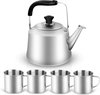 Camping Theeketel Waterkoker Koffiepot Waterkoker Outdoor Servies Set met 3 L Theepot en 4 Roestvrijstalen Kopjes 250ml） Camping Pannenset Idee voor Outdoor Picknick Wandelen