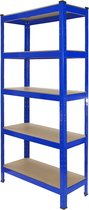 T-Rax Stellingkast - 75x30x150 cm - Blauw - 100% Boutloos - Draagkracht: 150 kg per plank - opbergrek metaal