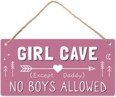 Girl Cave - Houten Bordje - Babykamer - Kinderkamer - Baby Meisje - Wanddecoratie - Wandbord - Bo & Mila