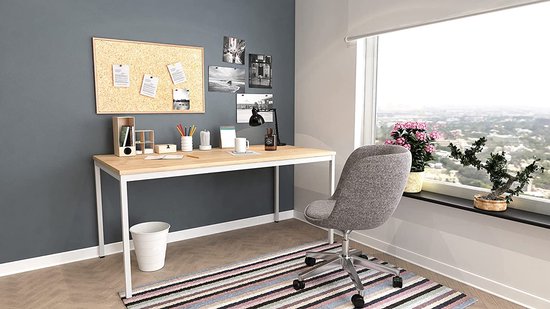 Furni24 Table multifonctionnelle 200x80 cm décor chêne saphir / gris