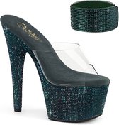 Pleaser - BEJEWELED-712RS Muiltjes - US 9 - 39 Shoes - Transparant/Groen