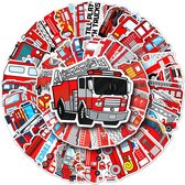 Winkrs© Brandweer Stickers - mix 50 stuks - Stickers voor kinderen met Brandweerauto's - Voertuigen