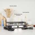 Tristar raclette grill met omkeerbare grillplaat, 8 pannetjes en verstelbare thermostaat met verlichting.