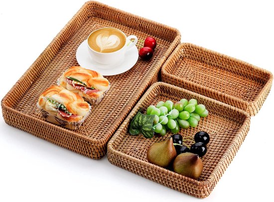 J-Line - Dienblad Pick Rotan/bamboe Natuur Small - 57.5x43x14.5cm - J-Line