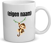 Akyol - kleine aap met eigen naam koffiemok - theemok - Aap - apen liefhebbers - mok met eigen naam - iemand die houdt van apen - verjaardag - cadeau - kado - 350 ML inhoud