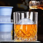 Whiskyglazenset, 2 kristallen Bourbon-glas, 2 ijsvormen en 2 onderzetters in geschenkverpakking, loodvrij ouderwets glas voor Bourbon Scotch, Whiskey Rock-glazen met ijsvorm