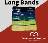 Pro-Bands Long - Weerstandsbanden lang - set 5 textiel fitnessbanden - Resistance band set - fitness elastiek - Long band - Performance Trainers
